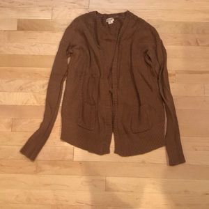 Caramel Brown Knit Cardigan Open Front